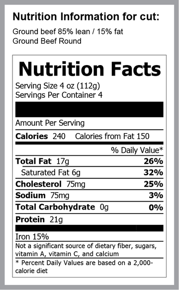 Ground Beef Round 85 Lean 1 Lb Wild Fork Foods