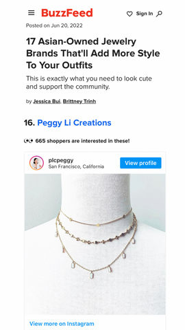 Buzzfeed Asian Jewelry Brands to Add Style - Peggy Li Creations