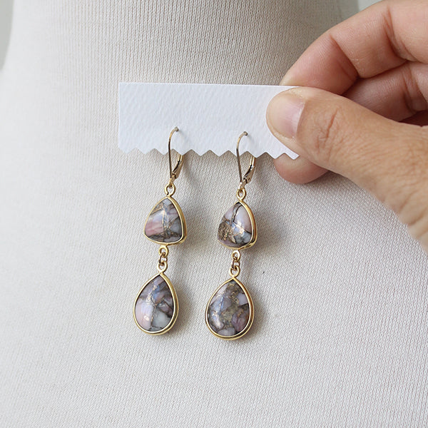 Copper Oyster Pink Opal Earrings