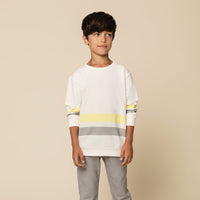 Neon Yellow + Grey Stripe Sweatshirt