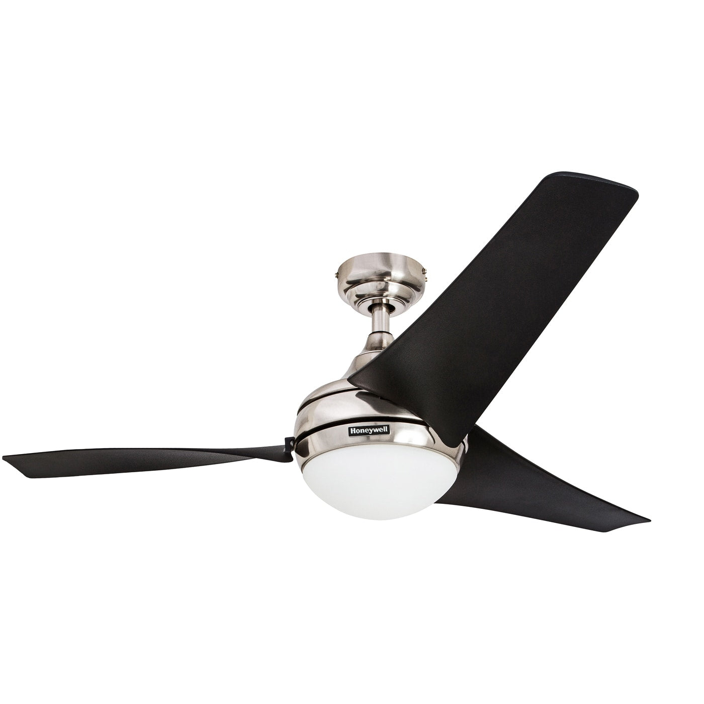 52 Inch Brushed Nickel Three Blade Ceiling Fan With Integrated Light And Remote