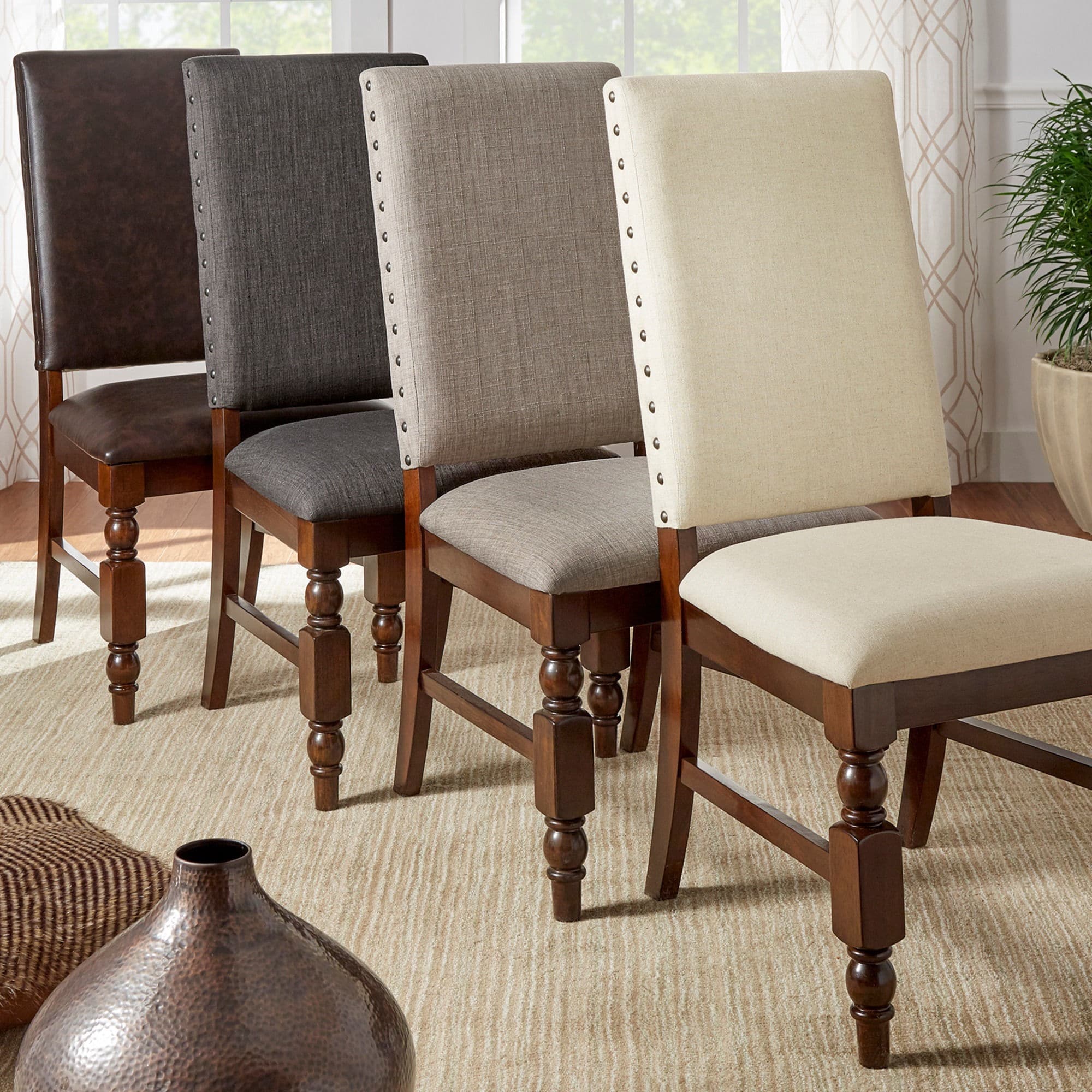 Flatiron Nailhead Upholstered Dining Chairs Handy