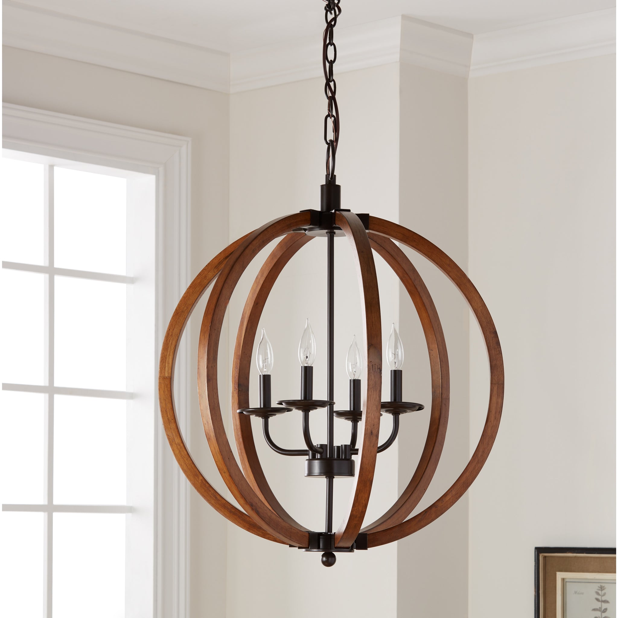 Distressed Mahogany And Bronze 4 Light Orb Chandelier Handy