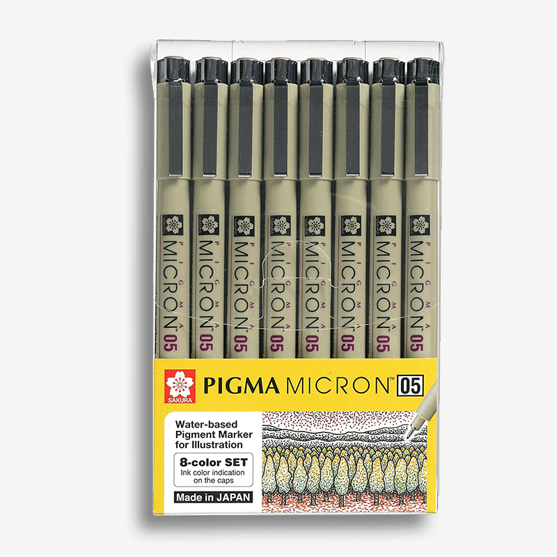 10 Sakura Pigma Micron Pens Tip Size 005 (0.20mm Line Width: 8 Ink Colors  to Choose From: Drawing, Sketching, Cwriting (ROSE INK)