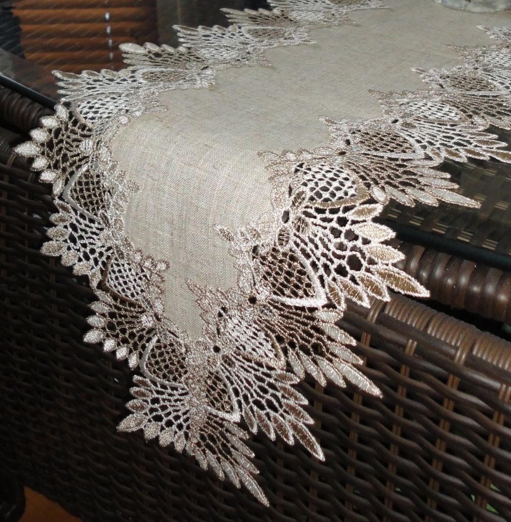 Lace 65 Table Runner Dresser Scarf Neutral Earth Tones Mantel