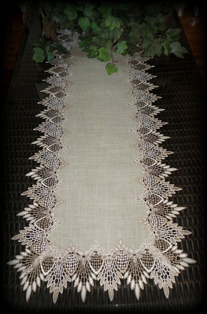 Lace 90 Table Runner Dresser Scarf Doily Earth Tones European