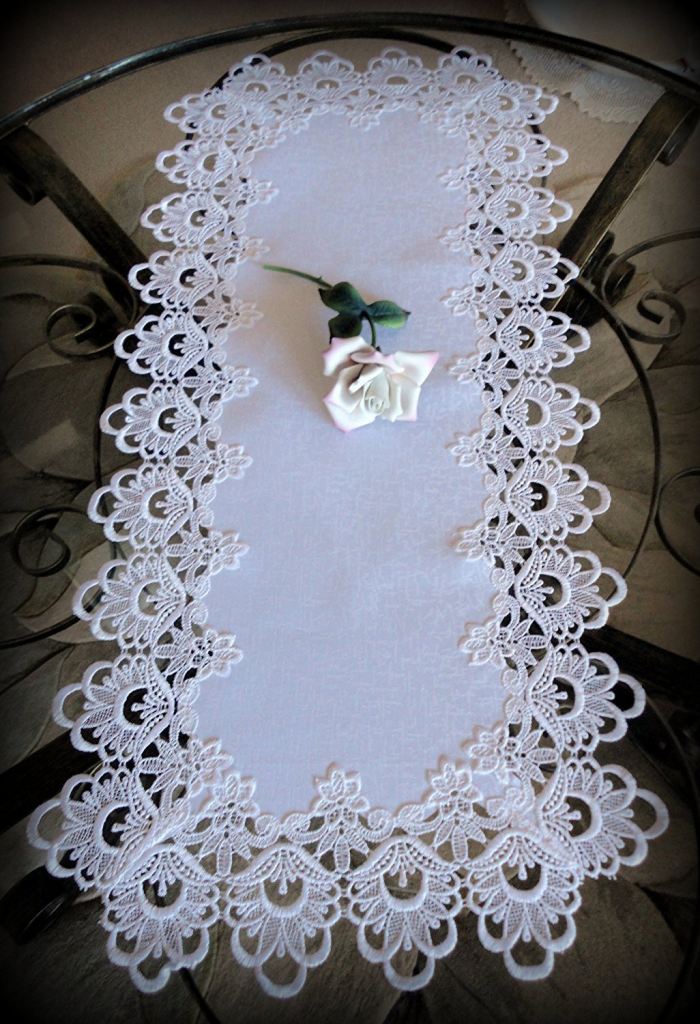 Lace Dresser Scarf Table Runner White Flower European Doily 36 ...