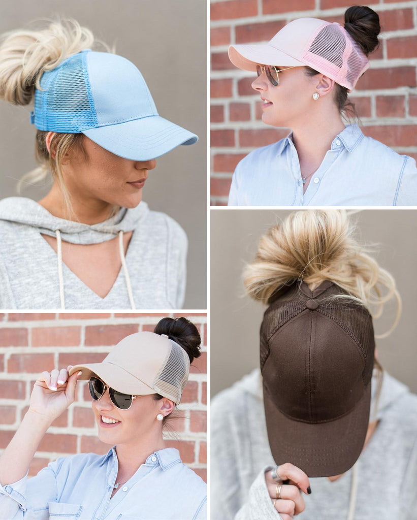 Casquette femme SUMMER avec ouverture pour chignon et queue de cheval