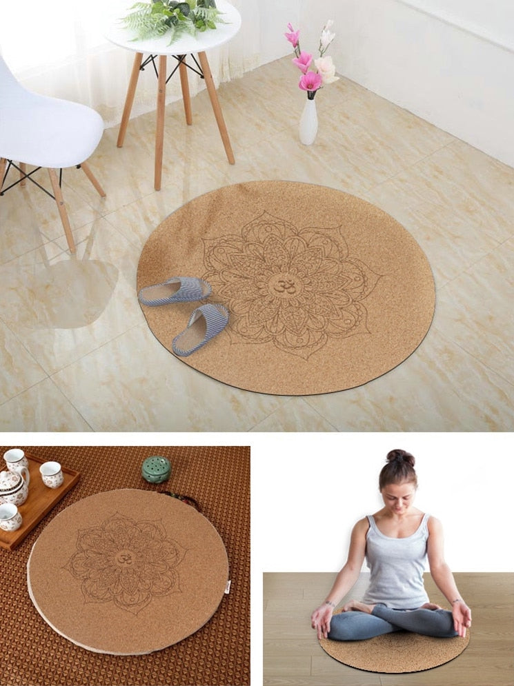 Tapis de Yoga écologique luxe rond en liège naturel