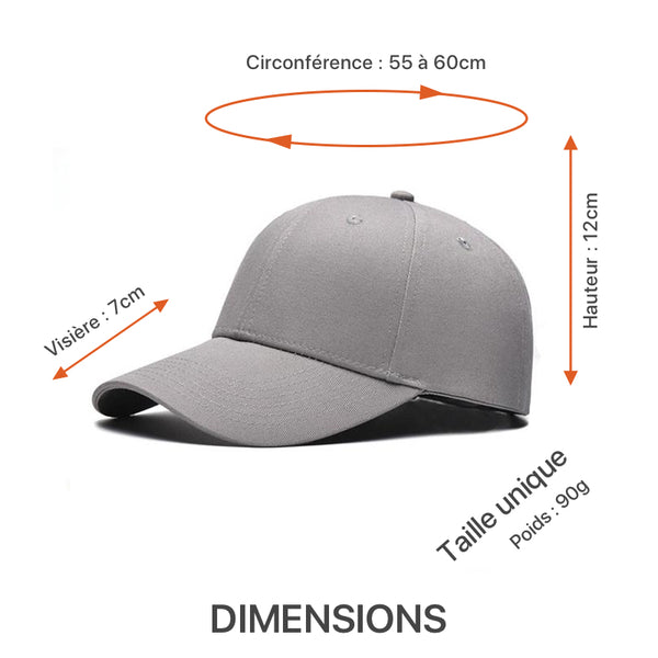 Casquette SOLID pour homme et femme - Dimensions