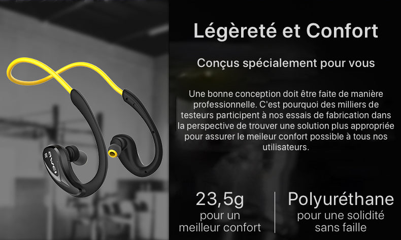 Les écouteurs sport Bluetooth A880BL sont légers et confortables.