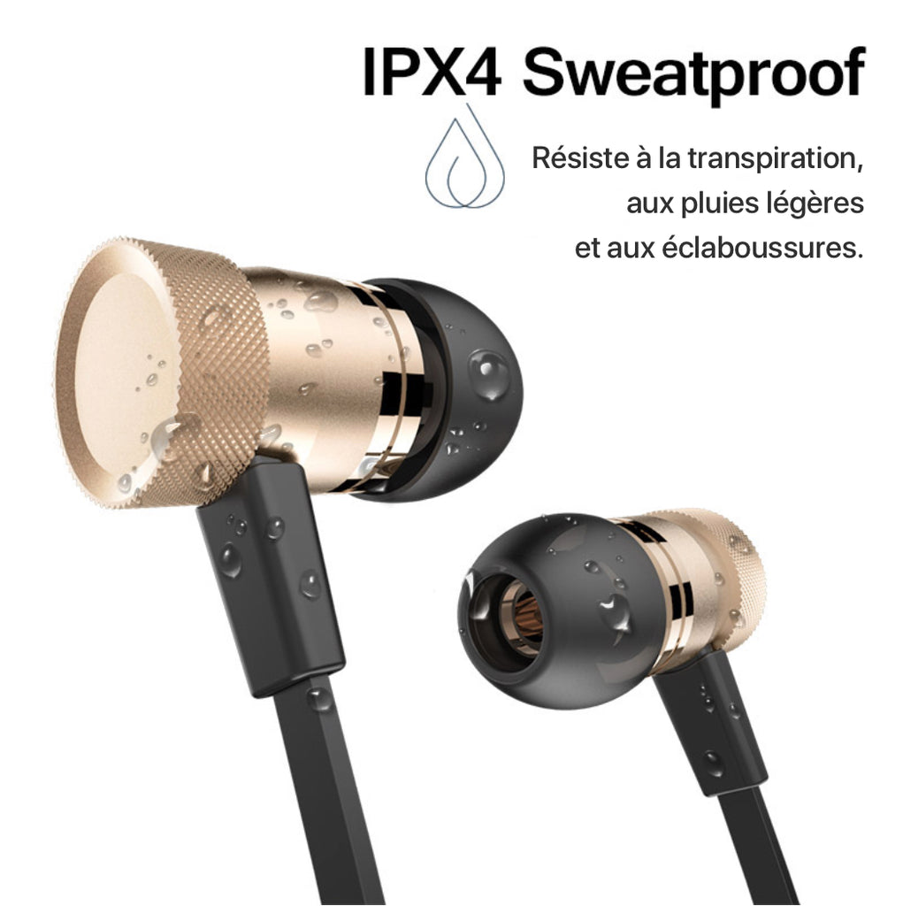 Les écouteurs magnétiques Bluetooth H6 résistent à la transpiration. IPx4 waterproof. 