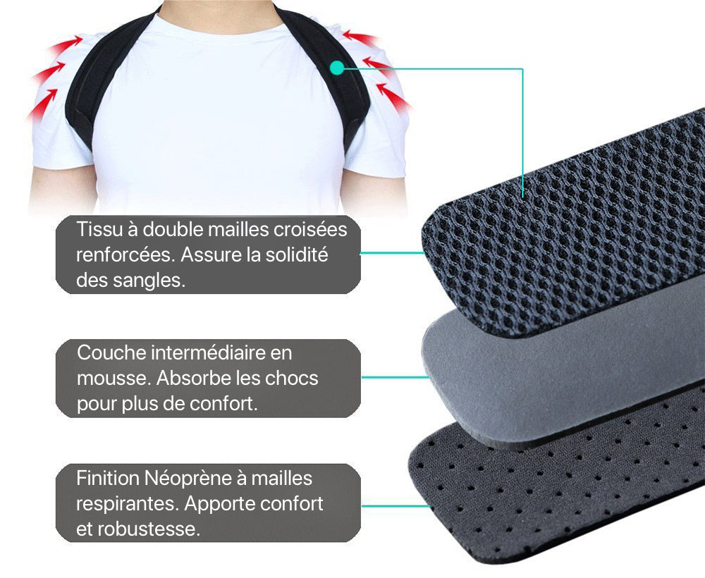 Un homme porte une sangle redresse-dos BACK.STRAP en neoprene