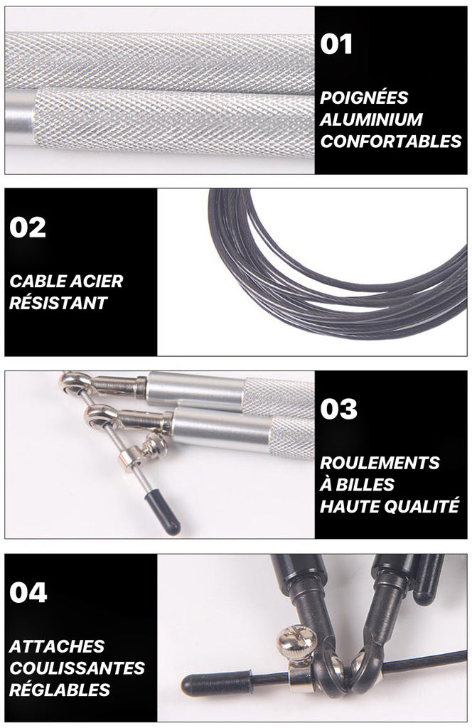 Corde à sauter avec câble d’acier