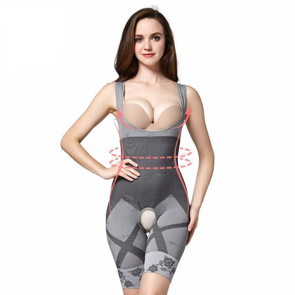 Body minceur de compression gris STRETCH.SHAPER femme pour un effet amincissant