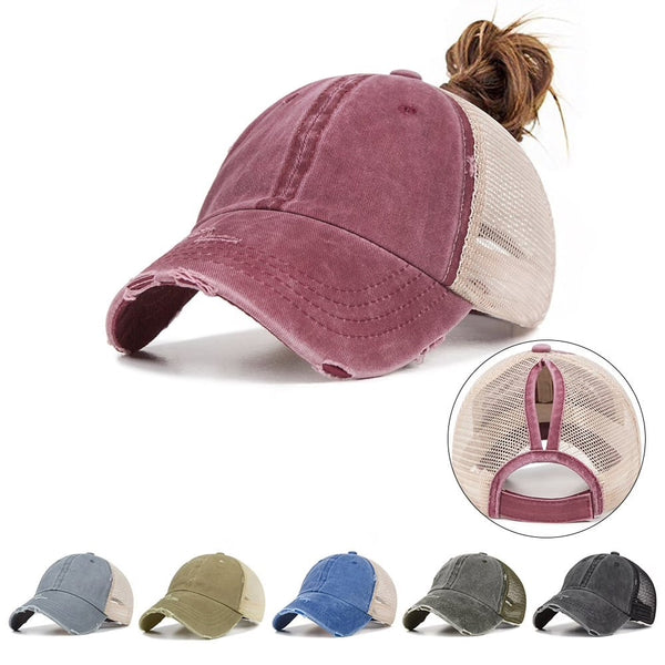 Casquette femme GRUNGE avec ouverture pour chignon et queue de cheval