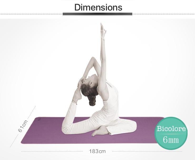 Dimensions du tapis de Hatha Yoga confort bicolore 