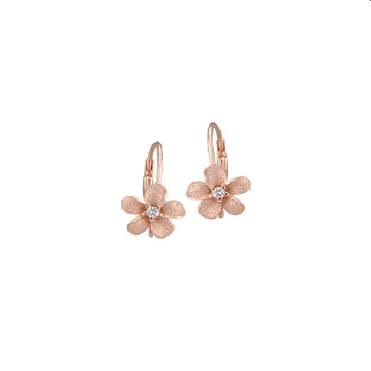 Plumeria Earrings in Gold with Diamonds - 11mm