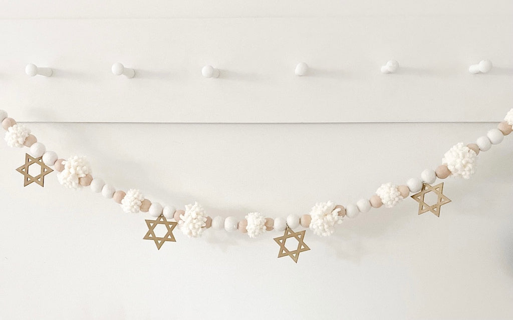 Jewish star holiday pompom banner- Peace Love Light Shop