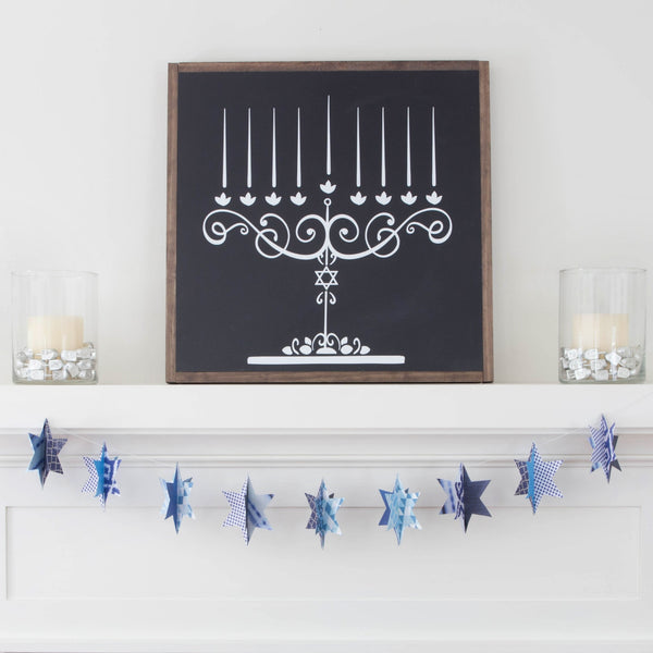 Hanukkah Chalkboard Menorah- Peace Love Light