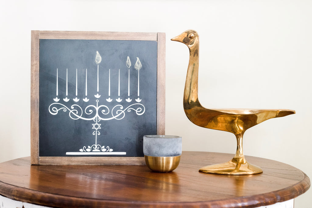 Chalkboard Menorah, Hanukkah decoration- Peace Love Light Shop