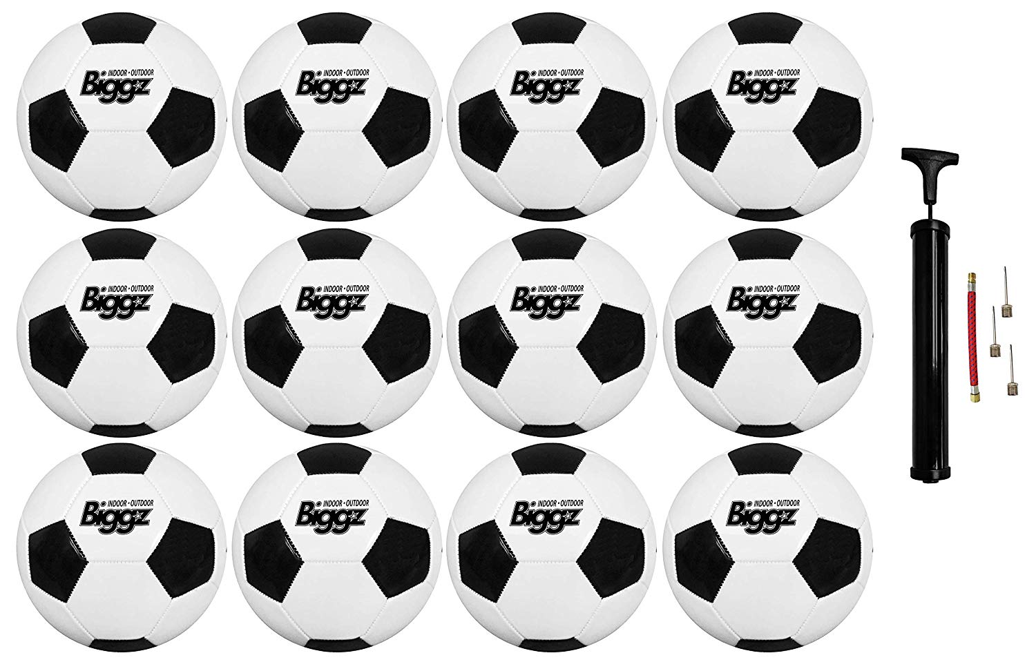 (Pack of 12) Biggz Premium Classic Soccer Balls Size 4 Bulk Balls