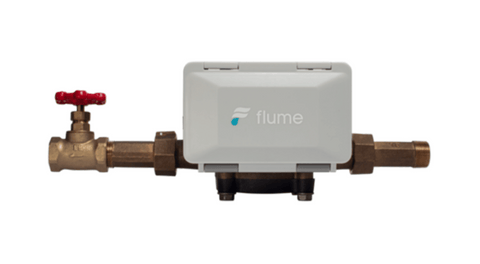 Flume 2 Smart Home Water Monitor attached to a water meter.