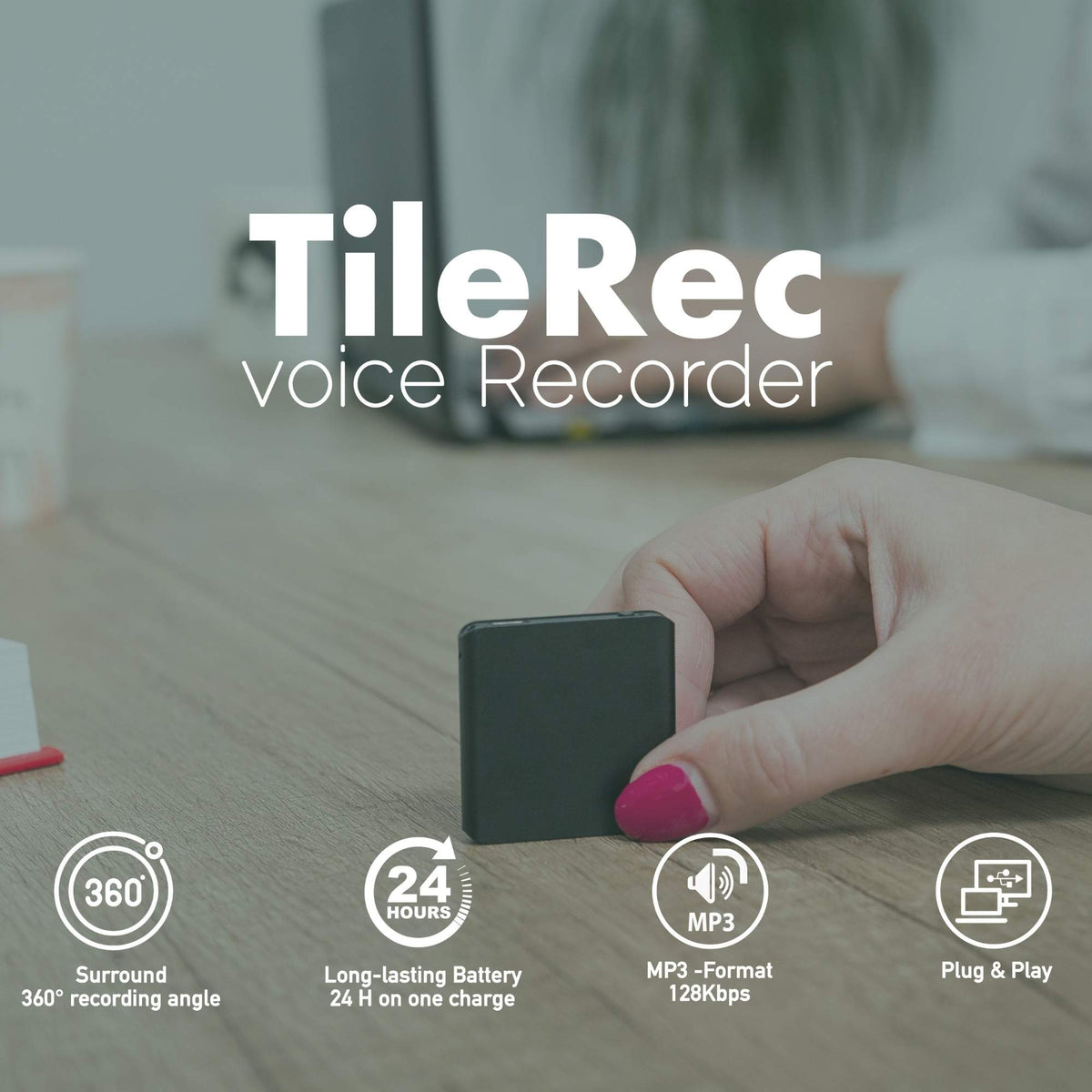 TileRec - discreet mini voice-activated recorder by Unique Mini Voice
