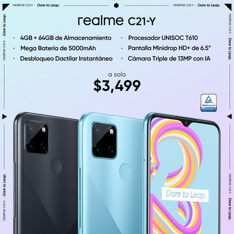 Llega a México el realme C21-Y, un smartphone impulsado por el procesador Unisoc T610