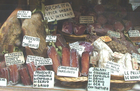 Wild boar or cinghiale is popular in a number of delicatessen items like sausage and prosciutto