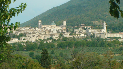 Assisi is nestled on the foothills of Monte Subasio in Umbria, Italy