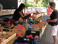 Marg at a fresh produce market in Santa Maria degli Angeli