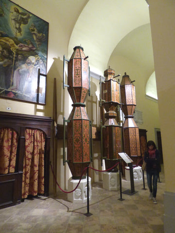 The huge ceri or wooden candles are stored in the Basilica of Sant'Ubaldo.