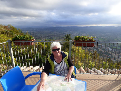 The restuarant near Sant-Ubaldo basilica in Gubbio has wonderful views