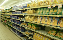 Long aisle of pasta at our supermarket