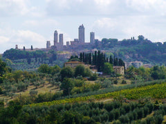 Distant view of the town of San Gimignano, Tuscany