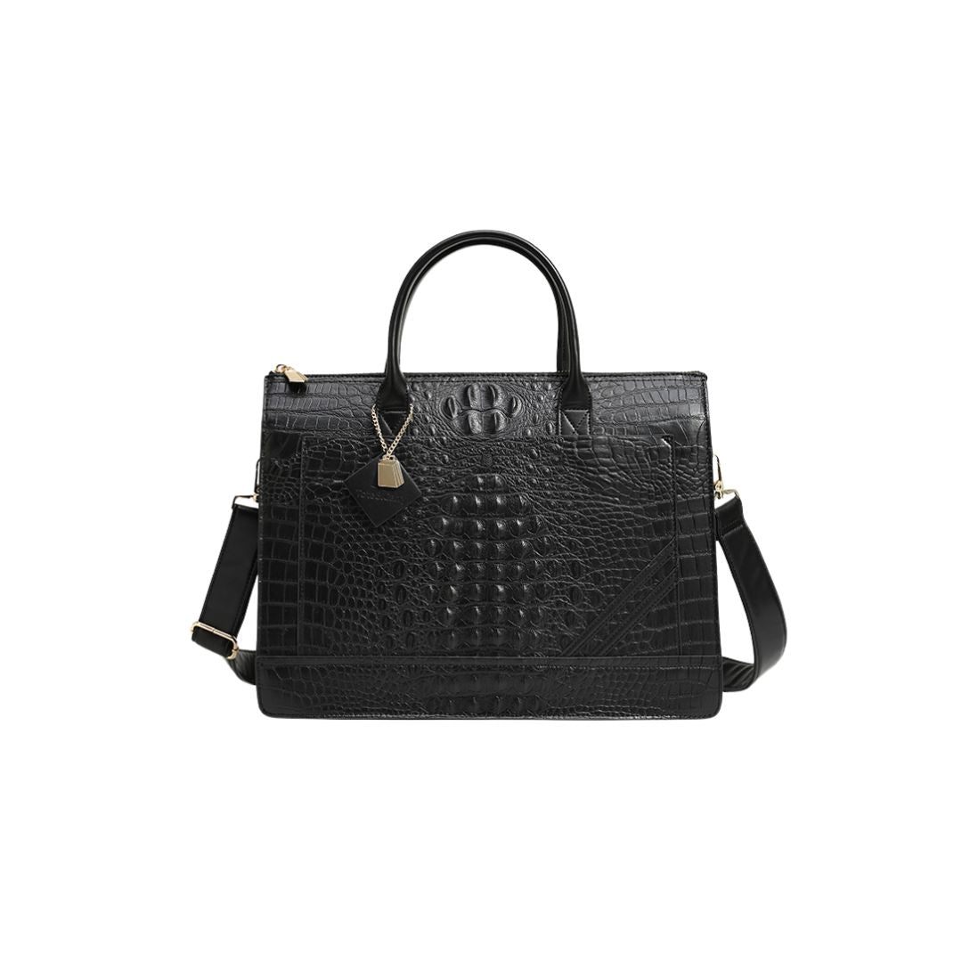 Black Apollo 2 Faux Crocodile Skin Laptop Bag