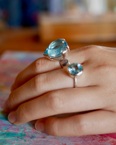 Qismet Signature Blue Topaz Ring