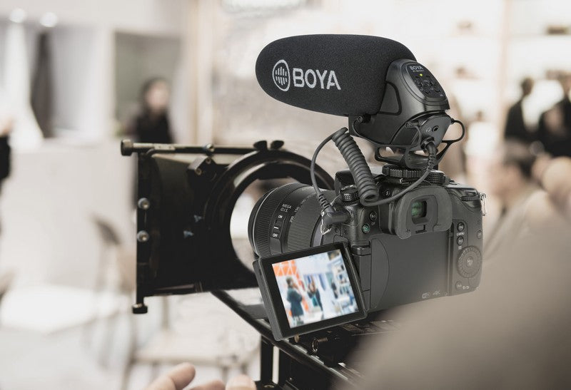 Stream Source BOYA On-Camera Shotgun Microphone application filming YouTube video sound recording professional