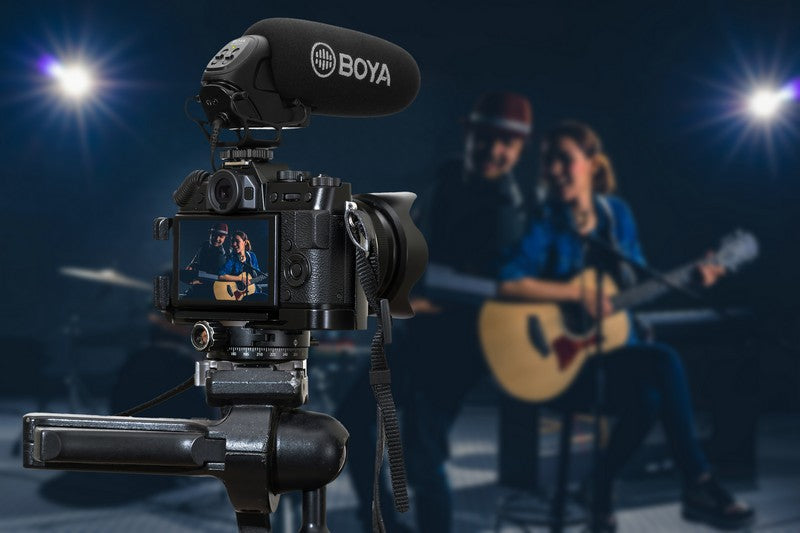 Stream Source BOYA On-Camera Shotgun Microphone application filming YouTube video sound recording professional music show