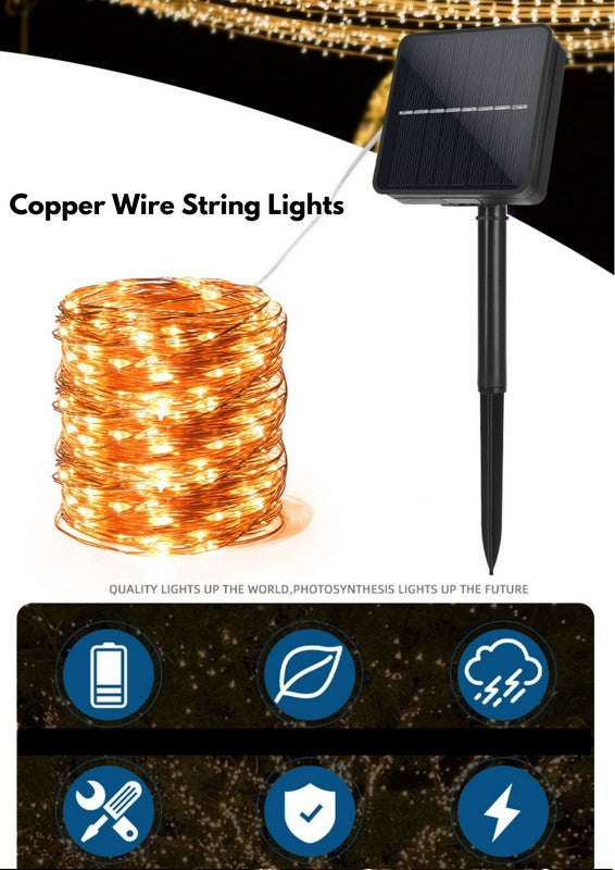 Copper Wire String Lights - Solar Garden Decorative String Lights Christmas Day Lanterns