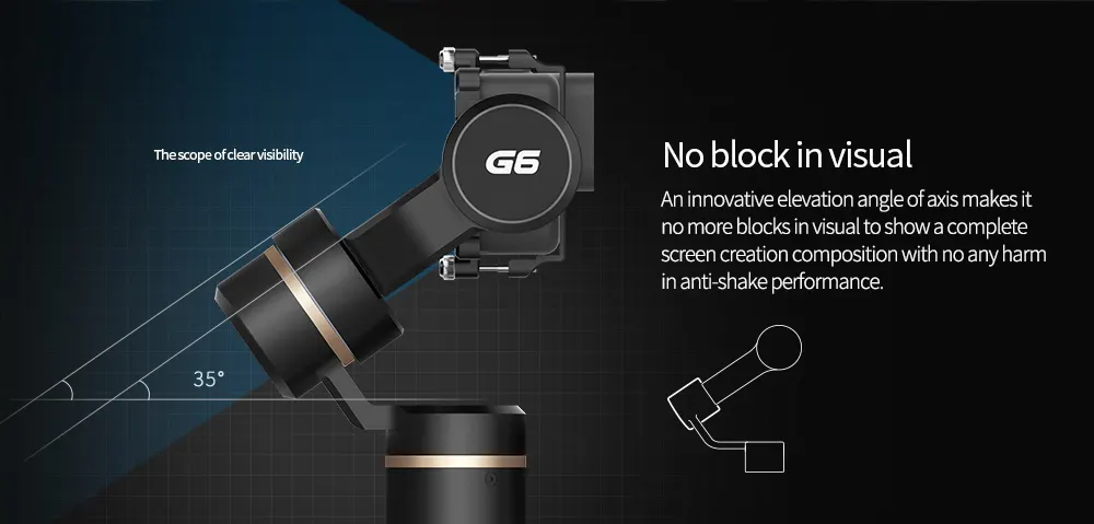 FeiyuTech G6 Handheld Gimbal for GoPro 8/7/6/5/ RX0(Required RX0 Mount)Yi 4K/SJCAM/AEE/ Ricca Action Camera no block in visual