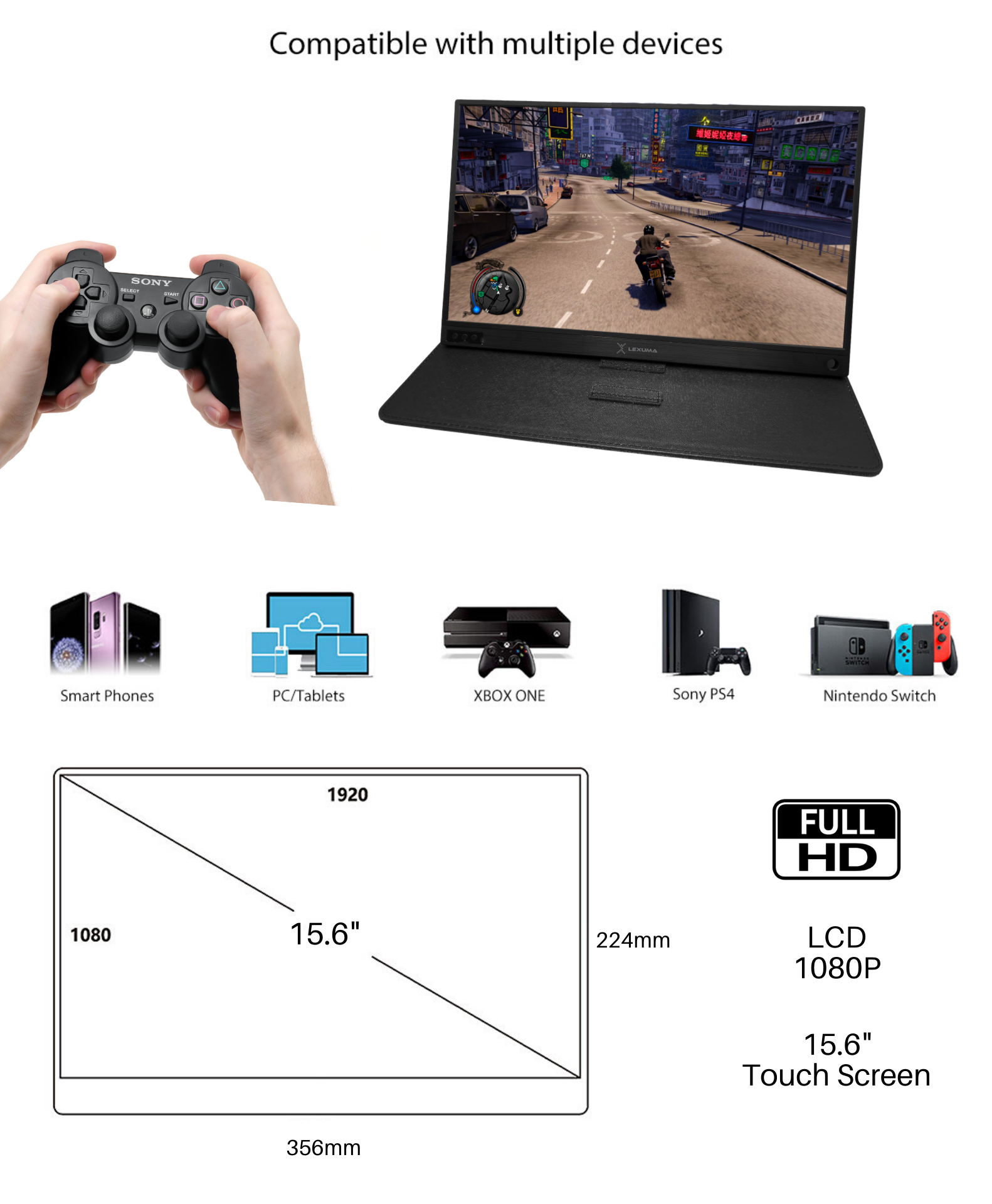 GadgetiCloud-Lexuma-XScreen-Portable-Monitor-Ultra-Slim-HD-1080P-USB-Powered-Gaming