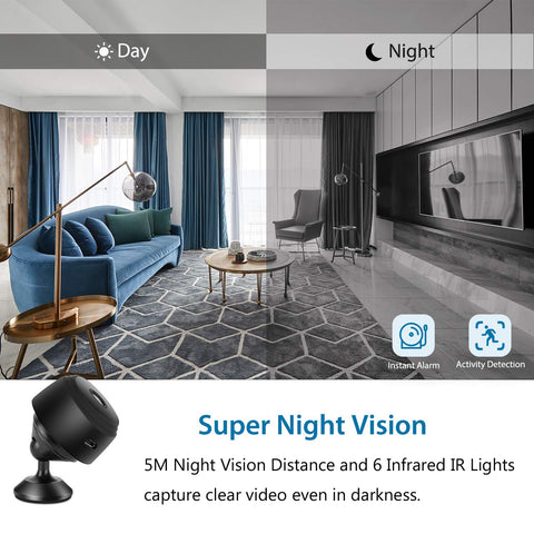 Mini 1080P Wireless Security Camera with 150° Wide-Angle Lens