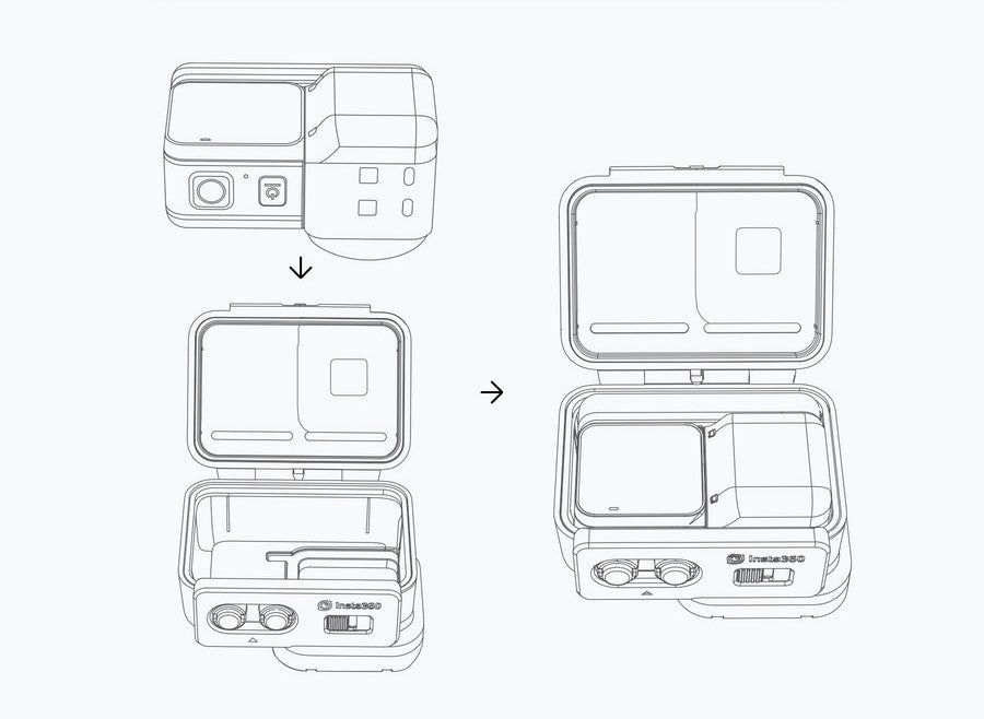Insta360 ONE R Dive Case for 4K Wide Angle Mod - insert the camera