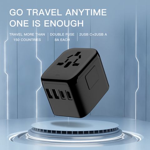 2-Type-A-2 Type-C-black-travel-adapter-universal