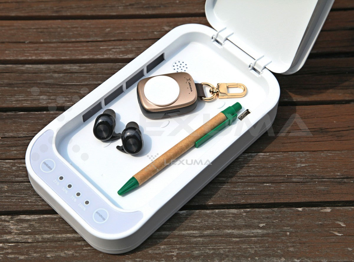Lexuma GadgetiCloud XGerm Lite multi-functional phone uv sanitizer phonesoap feature Sanitizing powerbank earbuds pens