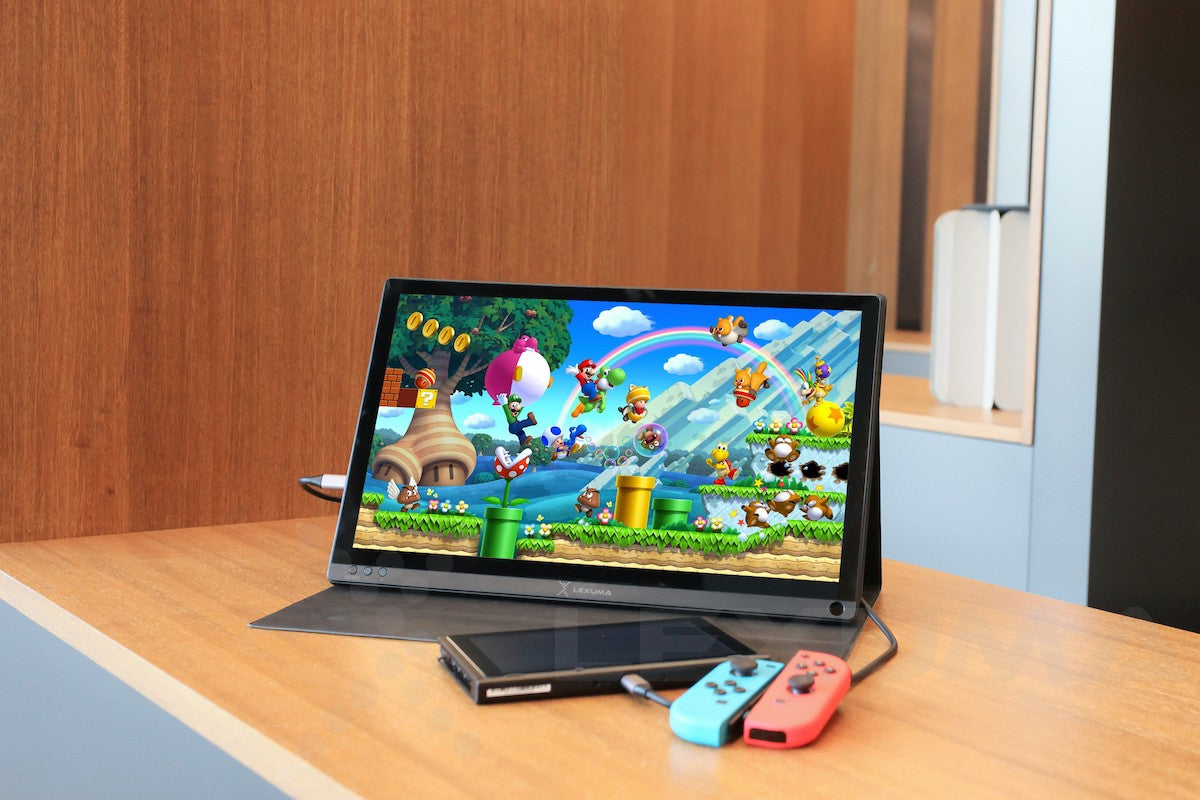 gadgeticloud-Lexuma-XScreen-DUO-Nintendo-Switch-gaming-monitor-with-built-in-speaker-animal-crossing