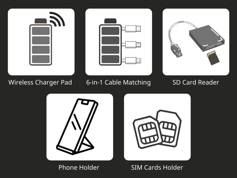 Lexuma XSim Pro - SIM-Card-Connection-Kit-Wireless-Charging-Pad-and-Cables-for-Smartphone-with-Nano-SIM-Card-Storage-Slots-and-SIM-Card-Ejector