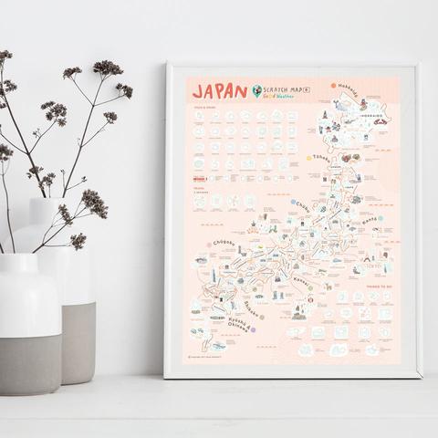 Japan scratch travel map frame up simplicity home decoration 